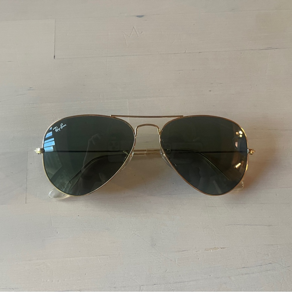 Ray-Ban unisex classic aviator sunglasses Gold/green 55mm